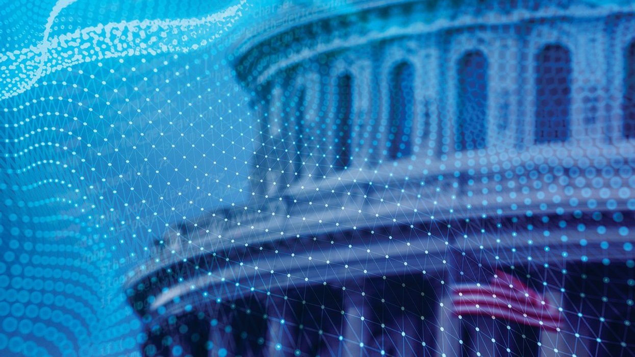 AI generated image with the US flag in the background