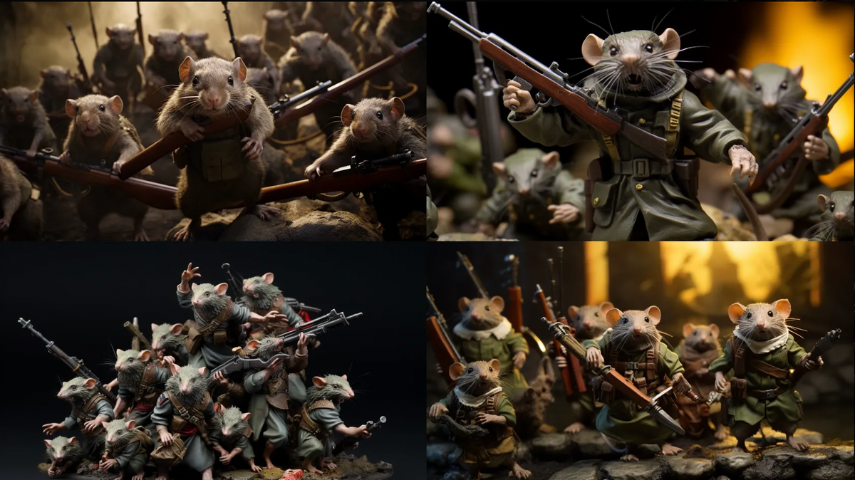 AI generated images of armed rats