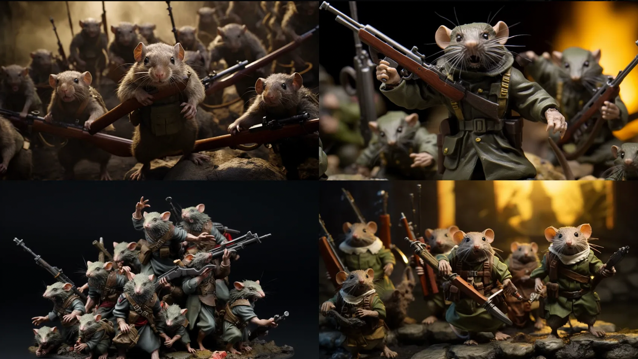 AI generated images of armed rats