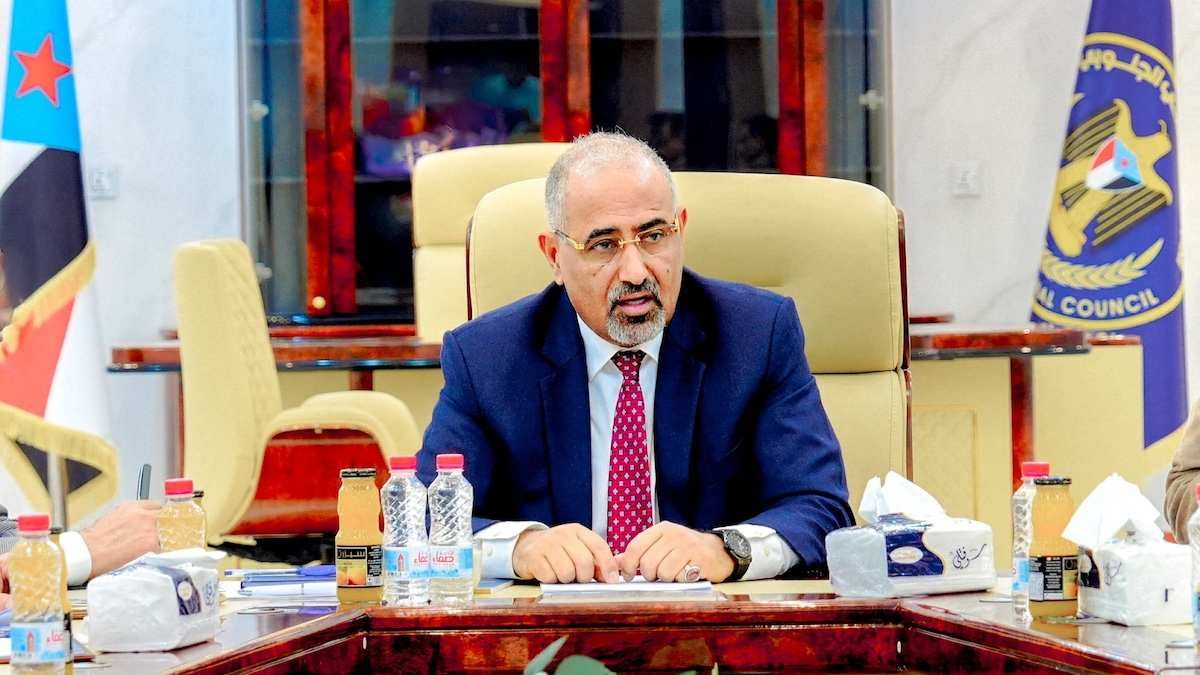 Aidarous al-Zubaidi, the leader of Yemen's Southern Transitional Council (STC), in Aden, Yemen, on February 26, 2025.