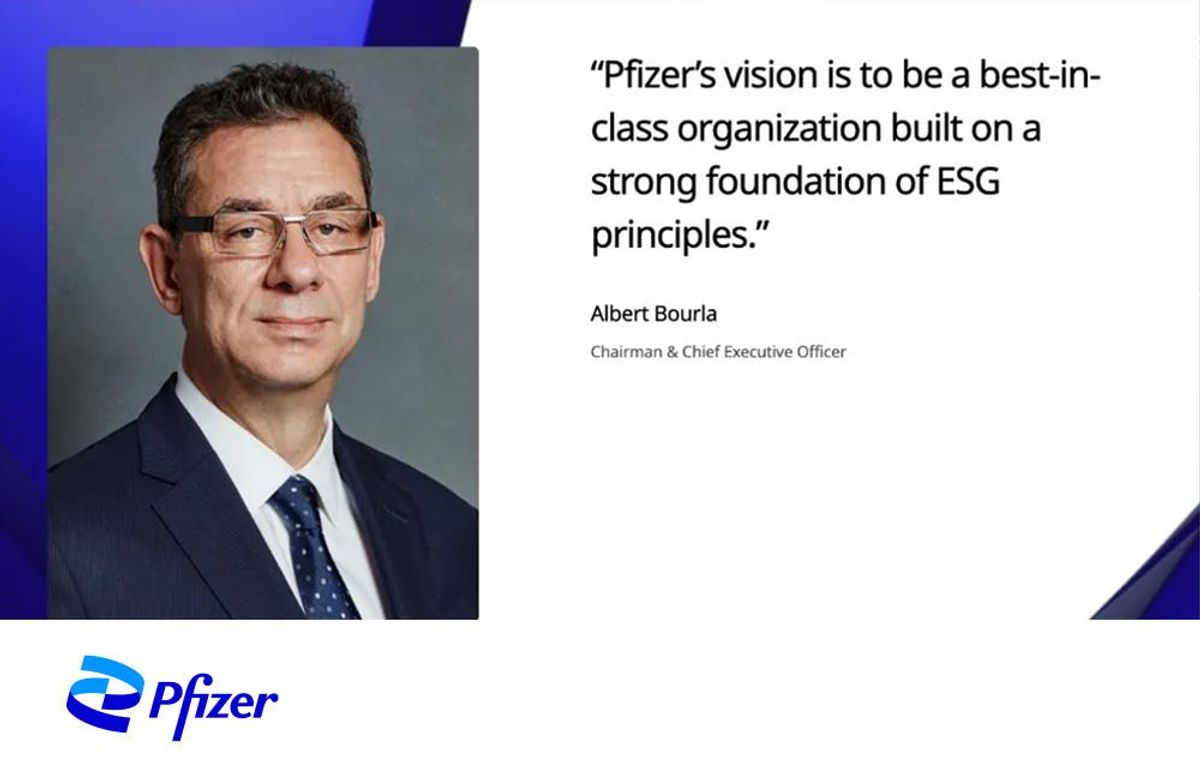 Albert Bourla, Chairman & Chief Executive Officer, Pfizer: "Pfizer's vision is to be a best-in-class organization built on a strong foundation of ESG principles."