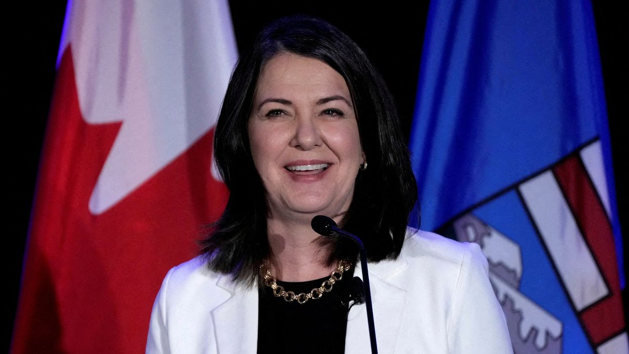 Alberta Premier Danielle Smith speaks at the Calgary Chamber of Commerce.