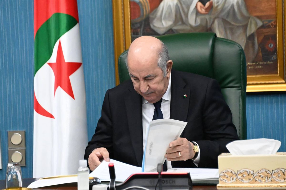 Algerian President Abdelmadjid Tebboune chairs the meeting of the Higher Committee for Supervision of Customs Declarations and Commercial Operations Algerian President Abdelmadjid Tebboune chairs the meeting of the Higher Committee for Supervision of Customs Declarations and Commercial Operations in Algeria on Aug. 01, 2023 .