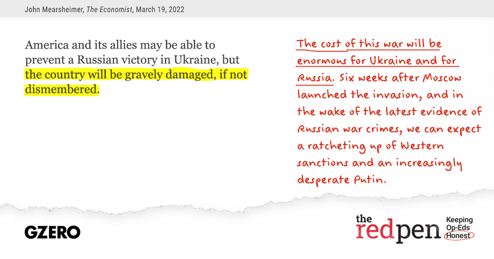 "America and its allies may be able to prevent a Russian victory in Ukraine, but the country will be gravely damaged..." The cost of this war will be enormous for Ukraine and for Russia