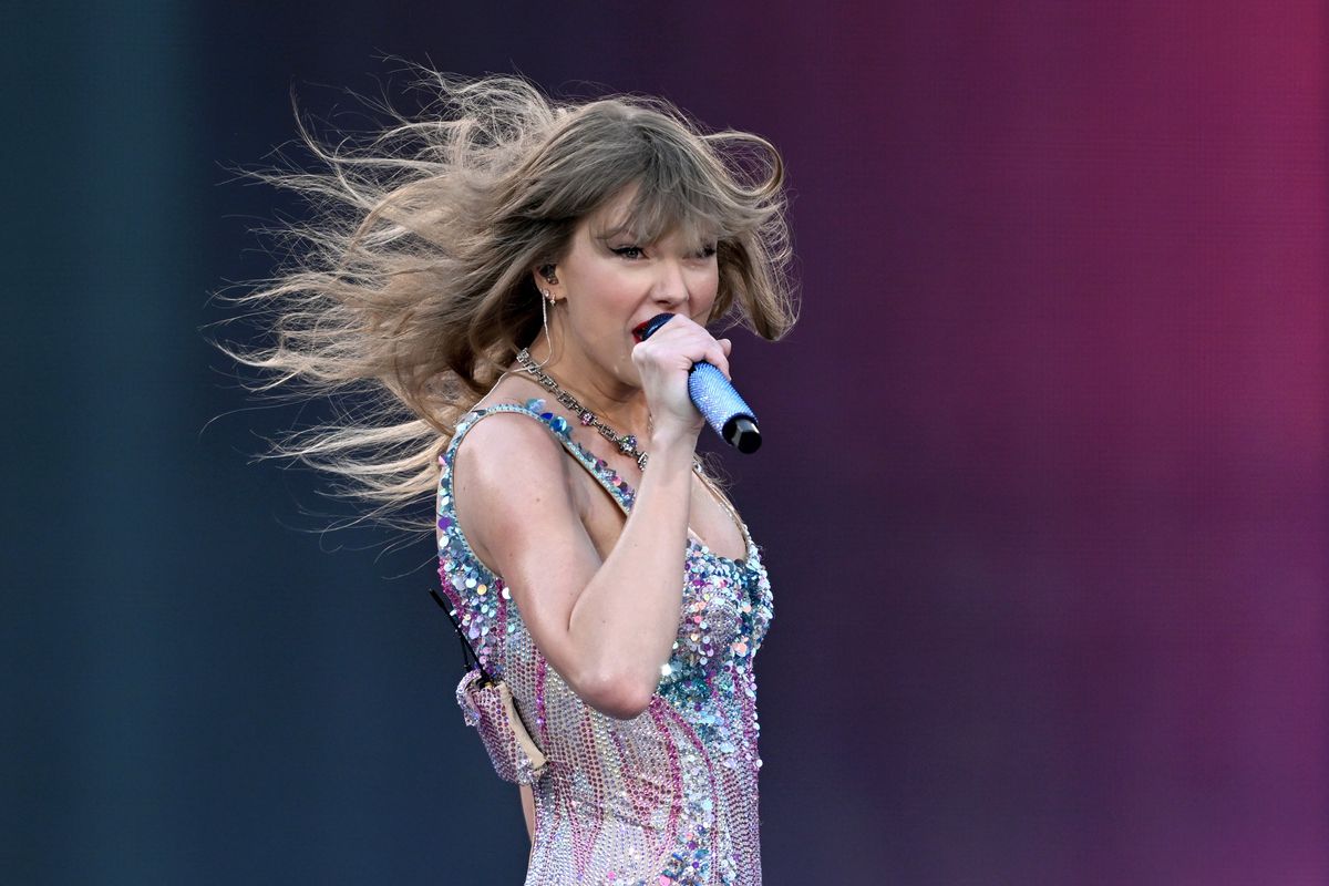 ​American singer songwriter Taylor Swift performing during the first night of the The Eras Tour in Australia at the Melbourne Cricket Ground, Melbourne, Friday, February 16, 2024. 
