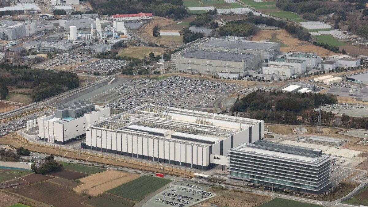 An aerial image of the Taiwan Semiconductor Manufacturing Co., Ltd. (TSMC) plant in Kikuyo Town, Kumamoto Prefecture, Japan, on March 14, 2025.