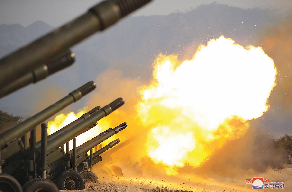 An artillery fire competition in North Korea.