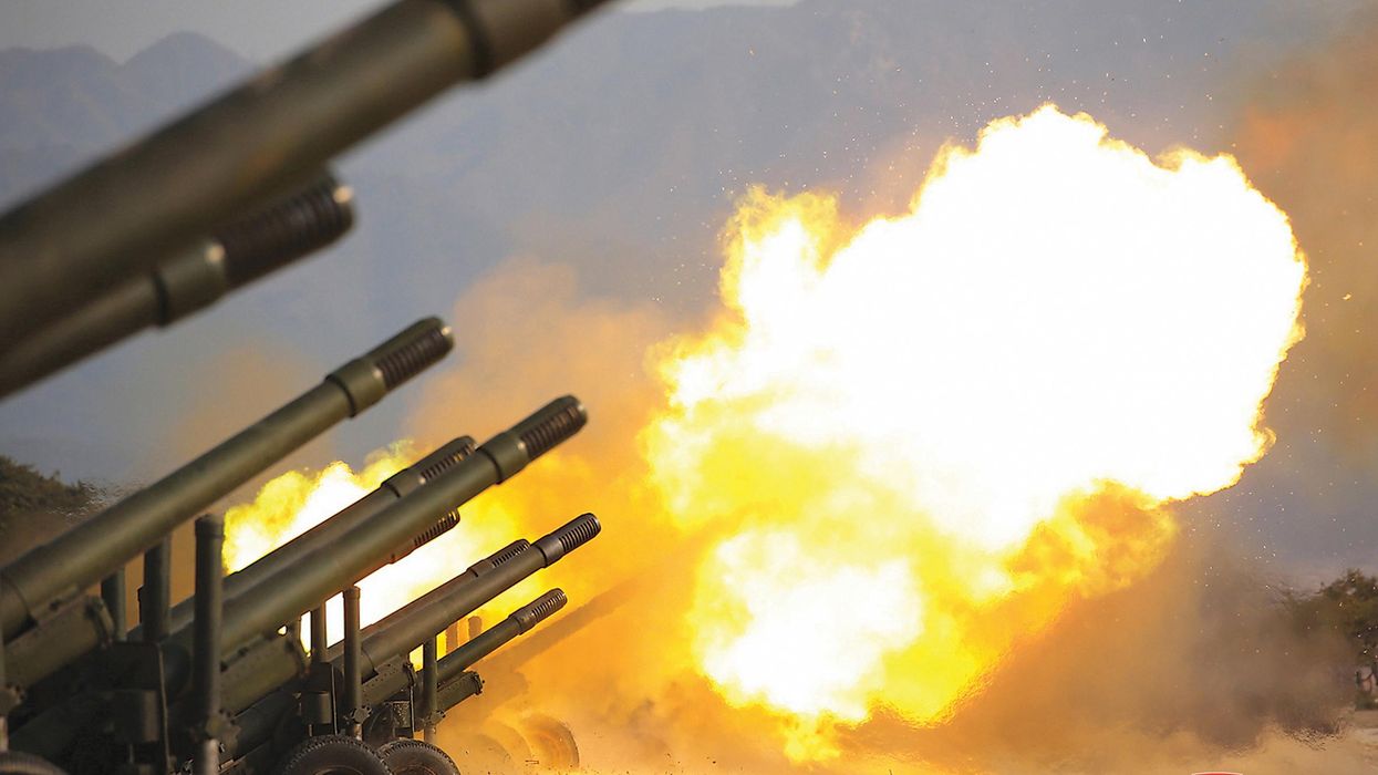 An artillery fire competition in North Korea.
