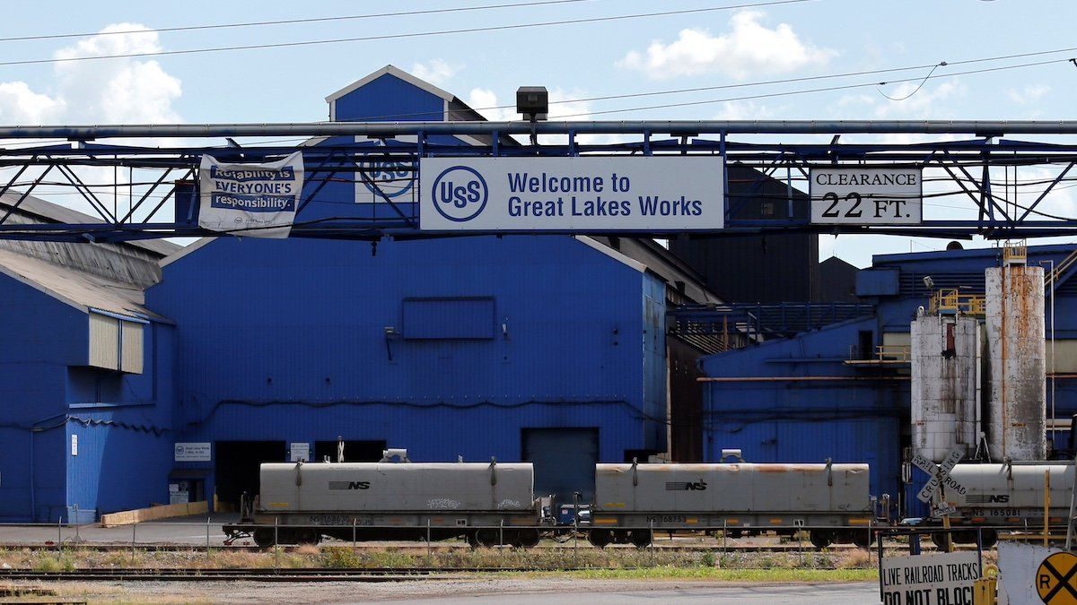 An entrance to the U.S. Steel Great Lakes Works plant is seen in Ecorse, Michigan, U.S., September 24, 2019. Picture taken September 24, 2019.