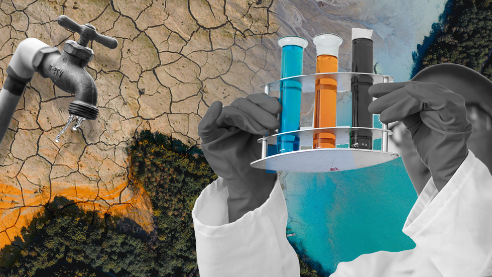 an illustration that showcases the dire issue of water in India.