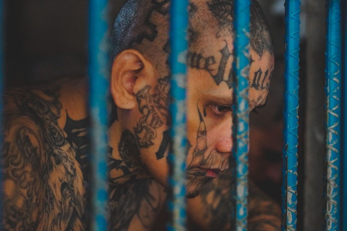 An inmate in a prison in San Salvador under a state of emergency.
