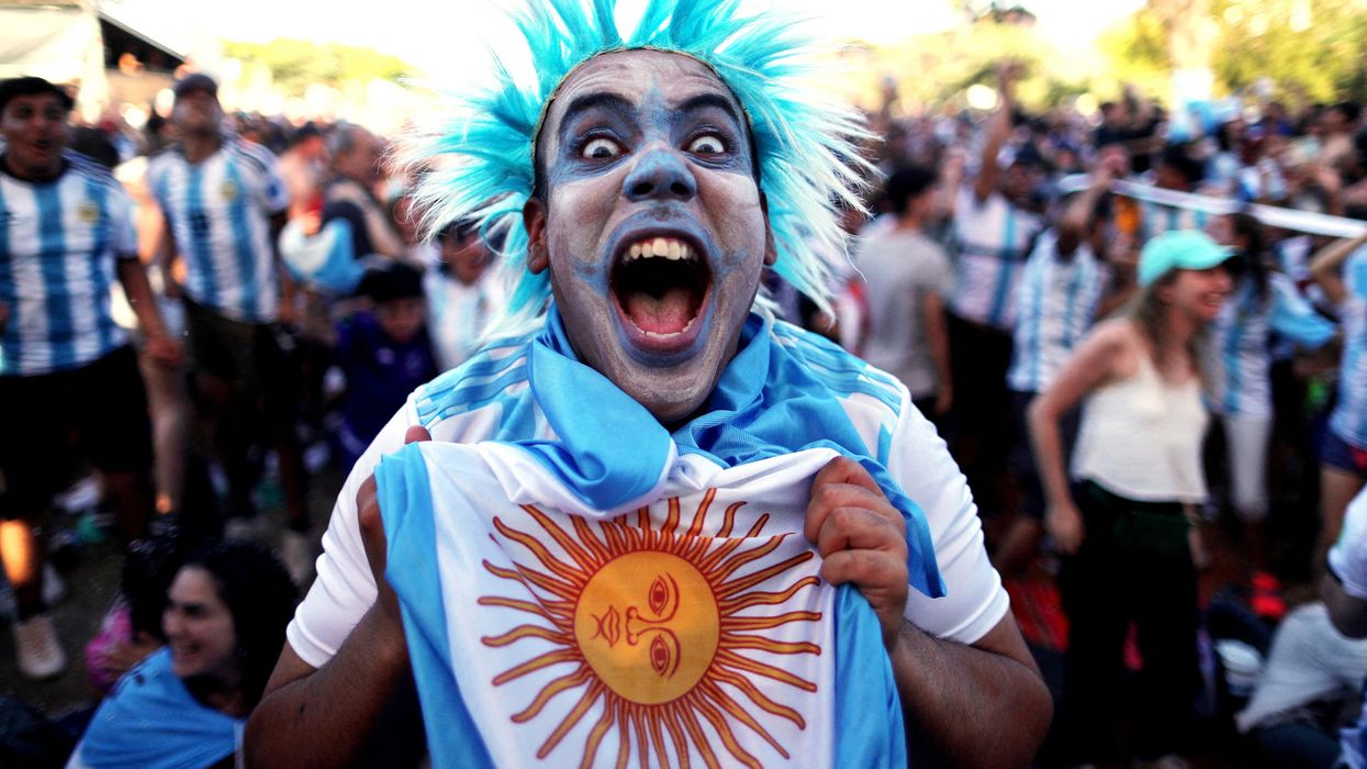 Argentina fan celebrates after the World Cup match against Mexico.