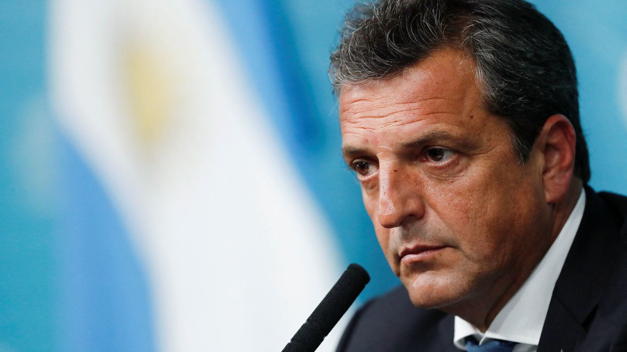 Argentina's Economic Minister Sergio Massa during a news conference at the Casa Rosada presidential palace in Buenos Aires.