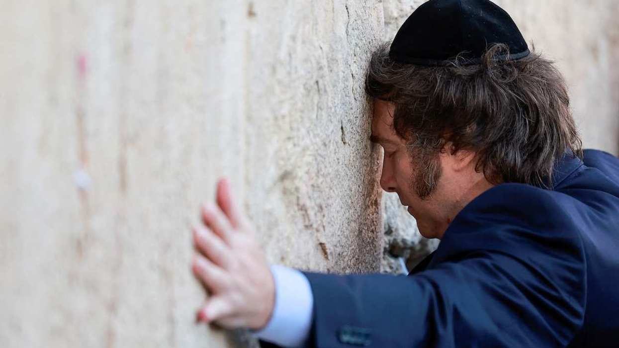 Argentina's President Javier Milei visits the Western Wall, Judaism's holiest prayer site during his tour in Jerusalem's Old City, February 6, 2024