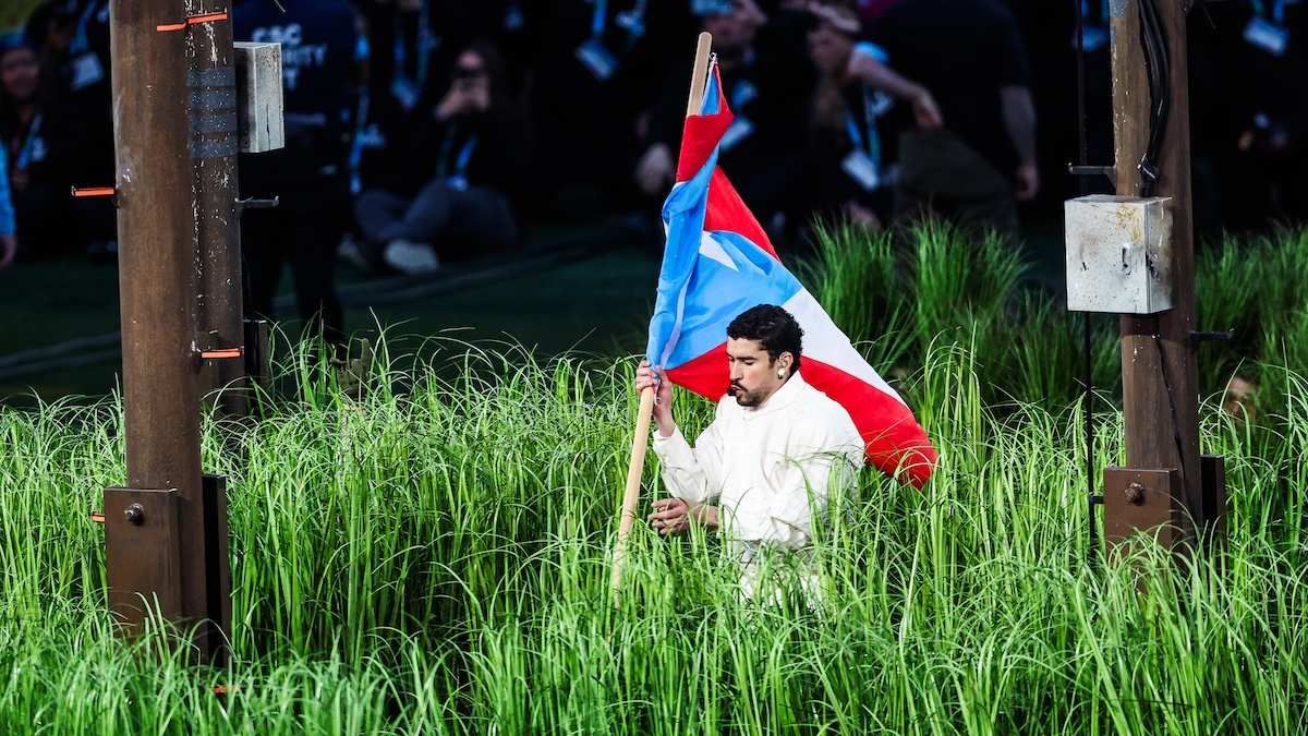 ​Bad Bunny performs during the Super Bowl halftime show at Levi's Stadium, Santa Clara, California, on Feb. 8, 2026.