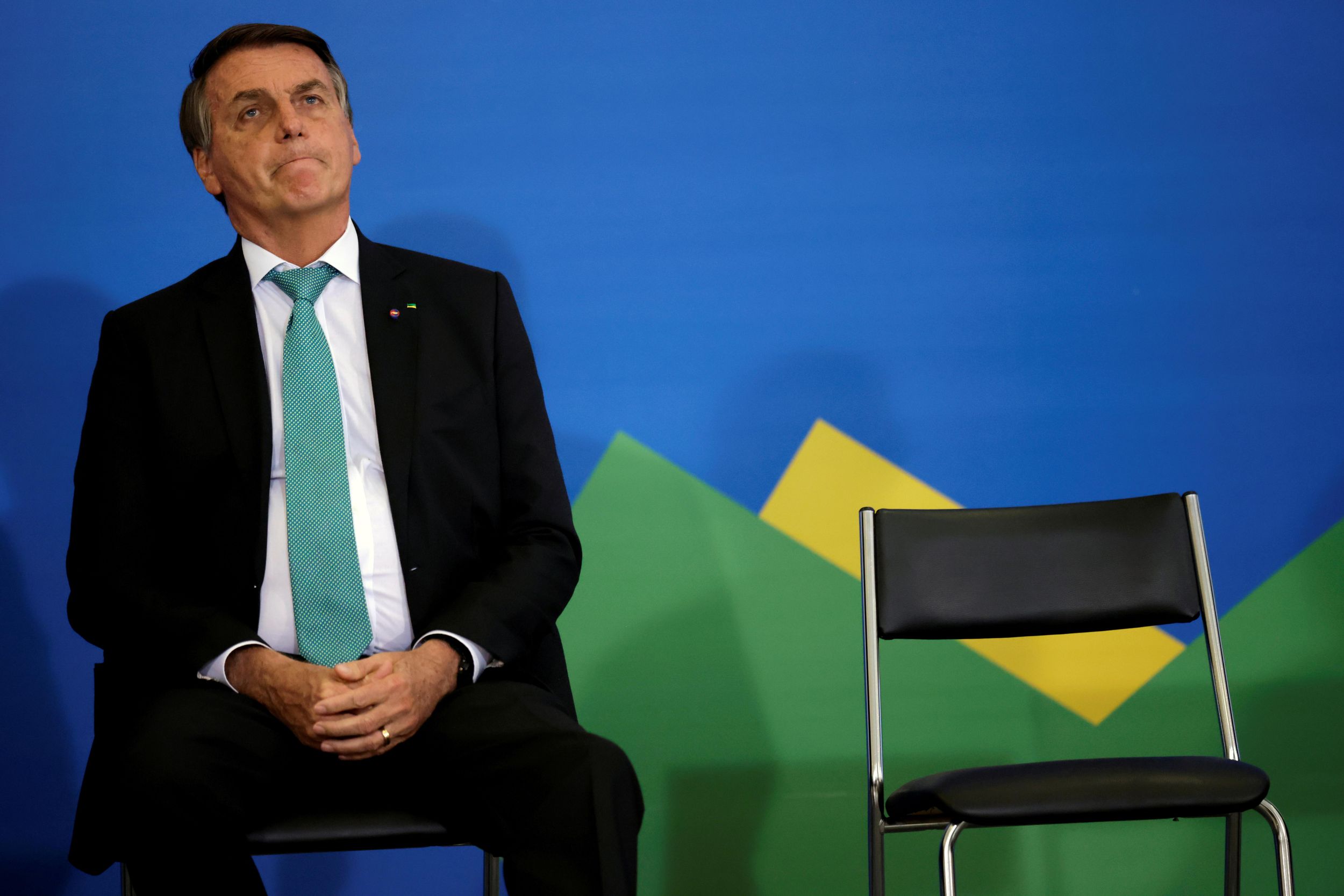 Brazil's President Jair Bolsonaro attends a ceremony to mark 1000 days in government at the Planalto Palace in Brasilia, Brazil September 27, 2021.