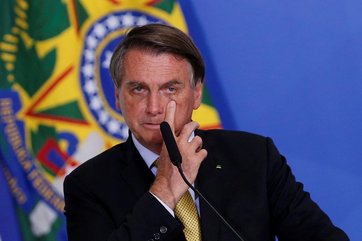 Brazil's President Jair Bolsonaro gestures during a ceremony at the Planalto Palace in Brasilia, Brazil, June 29, 2021