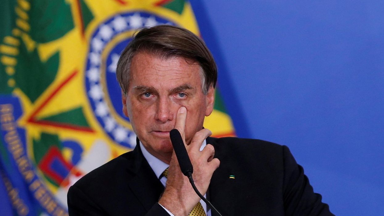 Brazil's President Jair Bolsonaro gestures during a ceremony at the Planalto Palace in Brasilia, Brazil, June 29, 2021