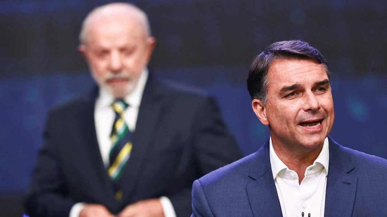Brazilian presidential candidate Flavio Bolsonaro speaks during a presidential debate, ahead of the runoff presidential election, in Sao Paulo, Brazil, October 18, 2026.