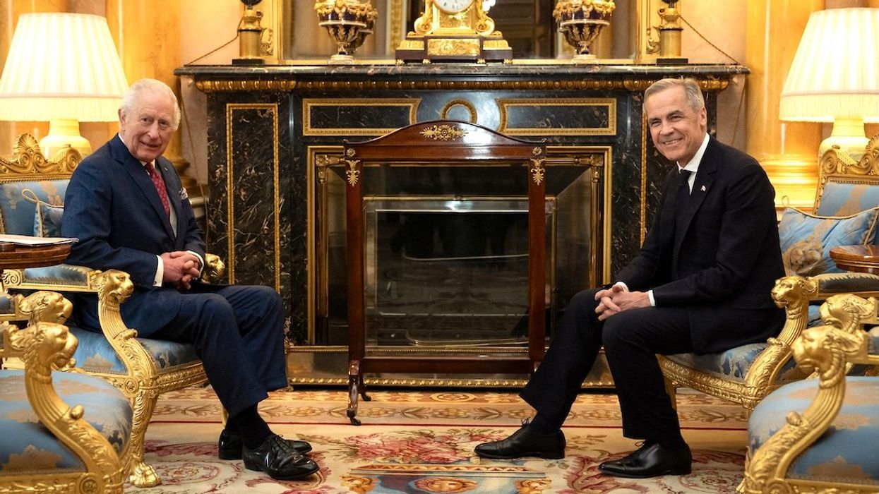 Britain's King Charles holds an audience with the Prime Minister of Canada Mark Carney at Buckingham Palace, on March 17, 2025.