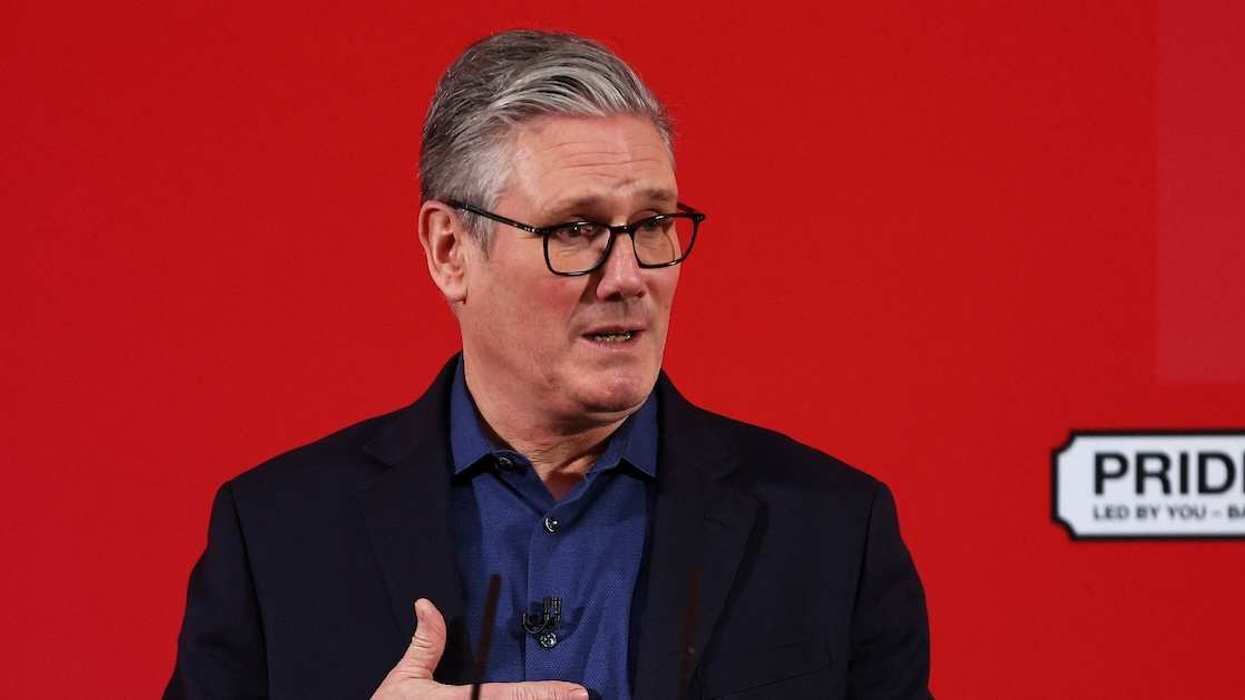 British Prime Minister Keir Starmer delivers a speech at Horntye Park Sports Complex in St Leonards, Britain, February 05, 2026.