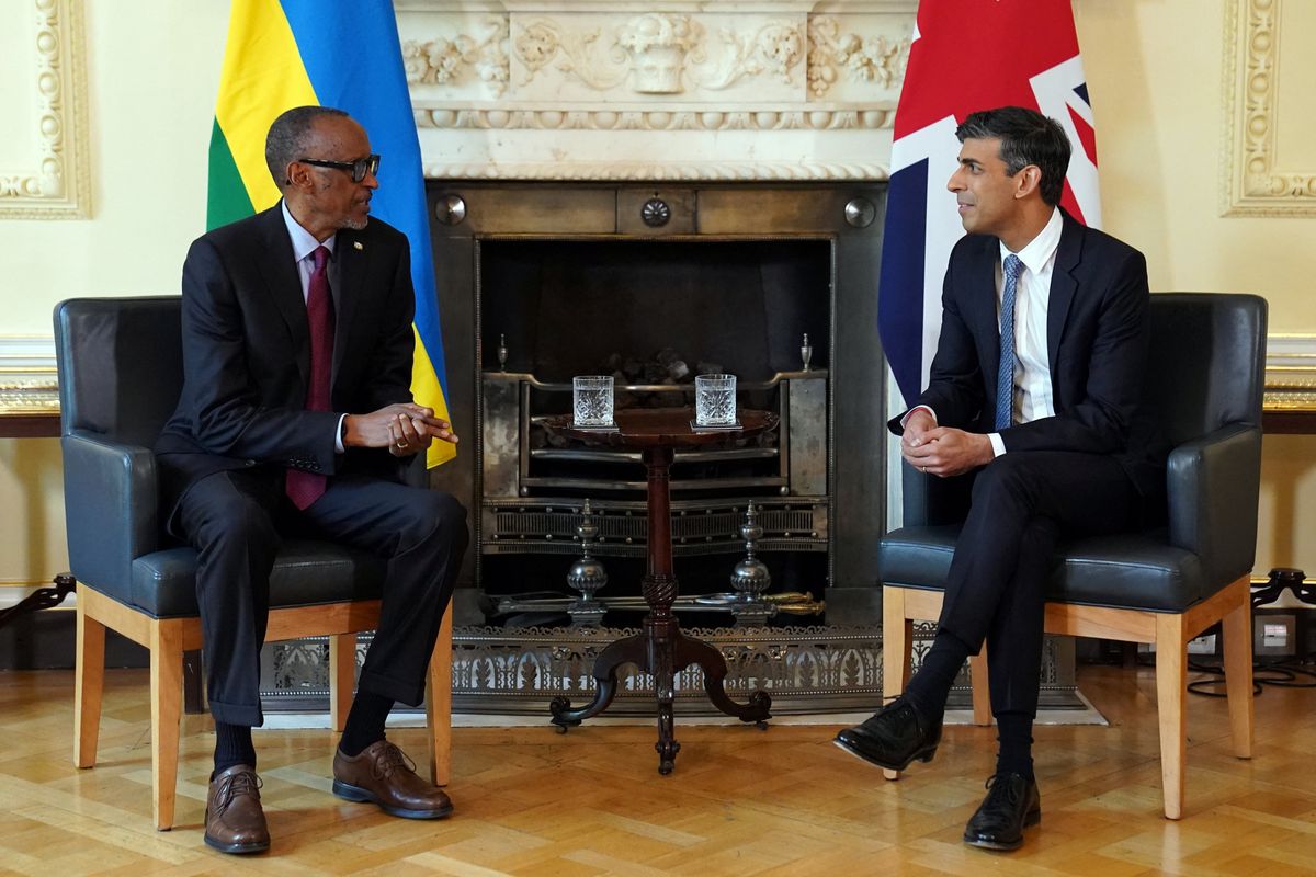 British Prime Minister Rishi Sunak and President of Rwanda, Paul Kagame, meet at 10 Downing Street, London.