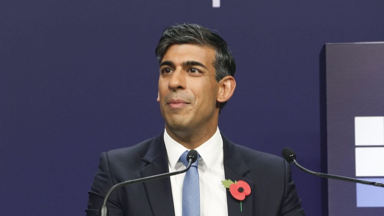 British Prime Minister Rishi Sunak speaks during a news conference at the AI Safety Summit in Milton Keynes, near London, last November.