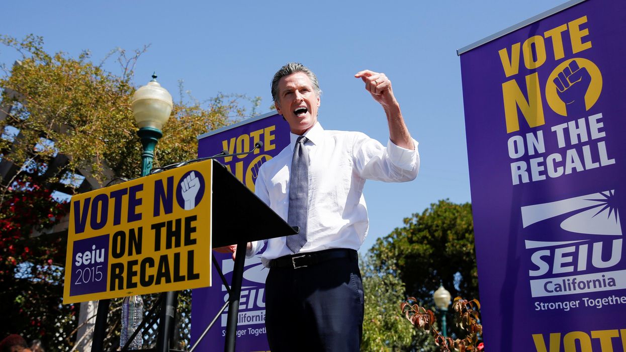 California Governor Gavin Newsom speaks at St. Mary's Center during a Stop The Recall rally ahead of the Republican-led recall election, in Oakland, California, U.S., September 11, 2021.