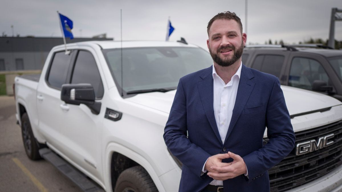 Cameron Davies, leader of the Republican Party of Alberta, is pro-separation from Canada and is pictured with his truck in Red Deer, Alta., Wednesday, May 7, 2025. 