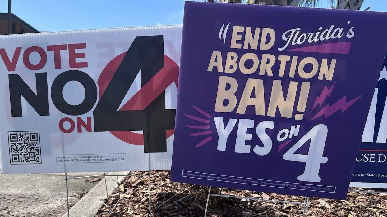 Campaign signs posted outside the early voting site at The Center of Deltona in favor of and opposed to Amendment 4 on the Florida ballot. The amendment failed in the Sunshine State.