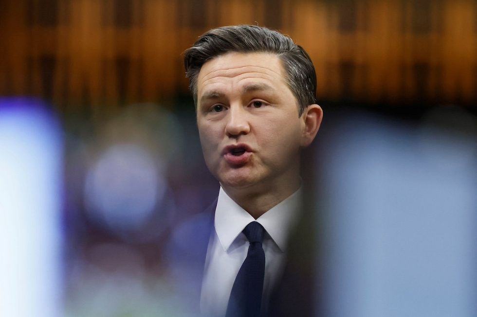 ​Canada's Conservative Party leader Pierre Poilievre speaks during a Question Period in the House of Commons on Feb. 14, 2024. 