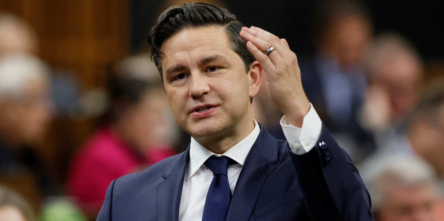 Canada's Conservative Party leader Pierre Poilievre speaks in the House of Commons.