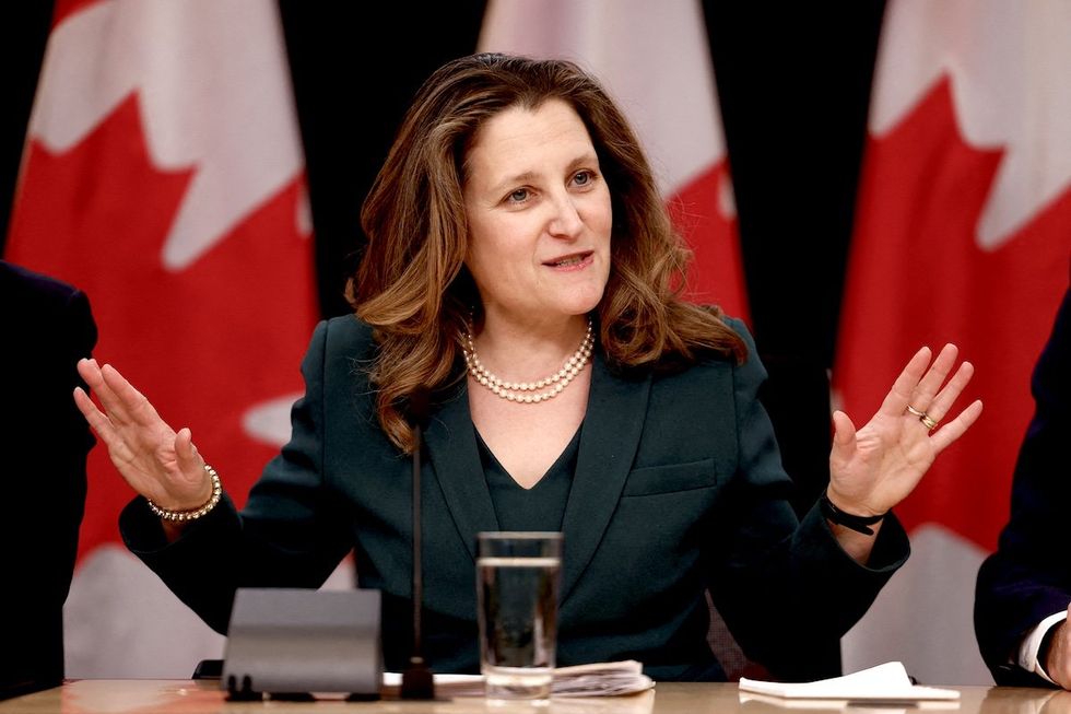 Canada's Deputy Prime Minister and Minister of Finance Chrystia Freeland takes part in a press conference in Ottawa, Canada, on Jan. 29, 2024. 