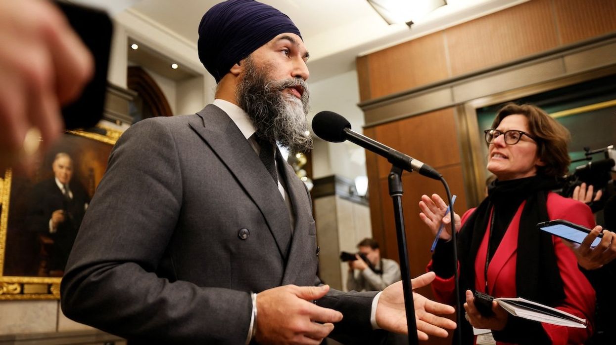 Canada's New Democratic Party leader Jagmeet Singh takes part in a press conference before Question Period in the House of Commons on Parliament Hill in Ottawa, Ontario, on Dec. 16, 2024.