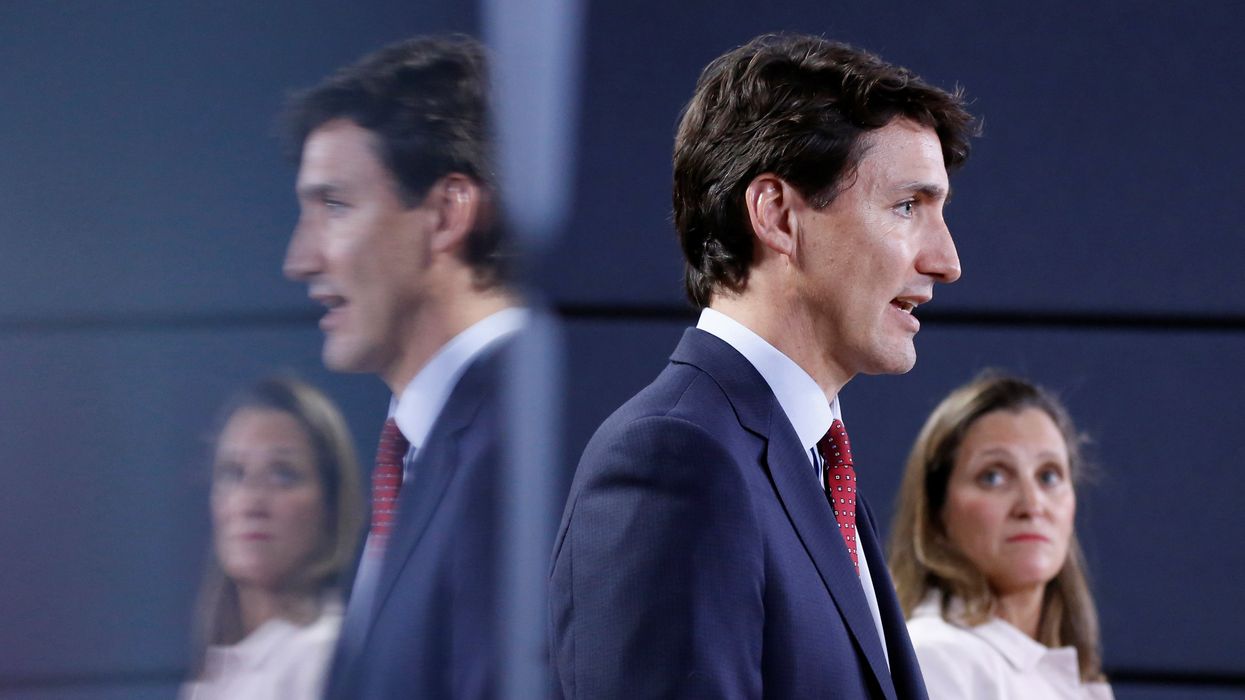 Canada's Prime Minister Justin Trudeau speaks during news conference with Foreign Minister Chrystia Freeland in Ottawa, Ontario, Canada, May 31, 2018.