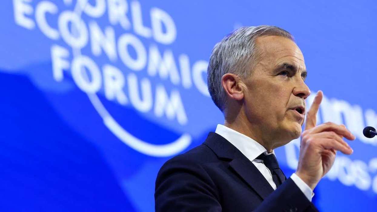 Canada's Prime Minister Mark Carney speaks during the 56th annual World Economic Forum (WEF) meeting in Davos, Switzerland, January 20, 2026.