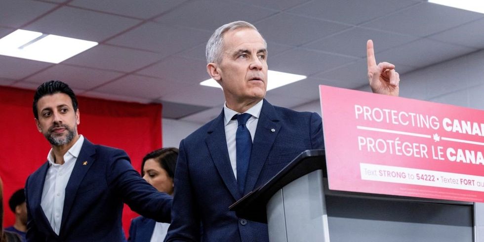 Canada’s Prime Minister Mark Carney during Carney's Liberal Party election campaign tour, in Brampton, Ontario, Canada April 10, 2025. 