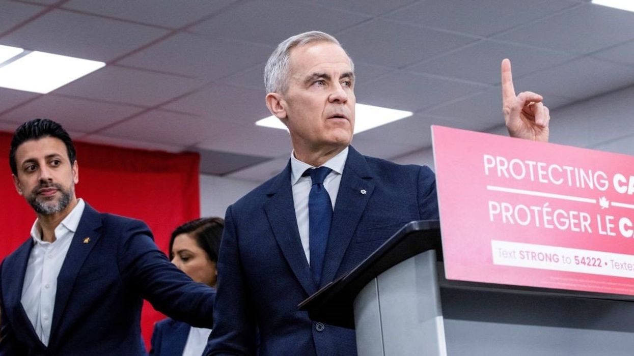 Canada’s Prime Minister Mark Carney during Carney's Liberal Party election campaign tour, in Brampton, Ontario, Canada April 10, 2025.