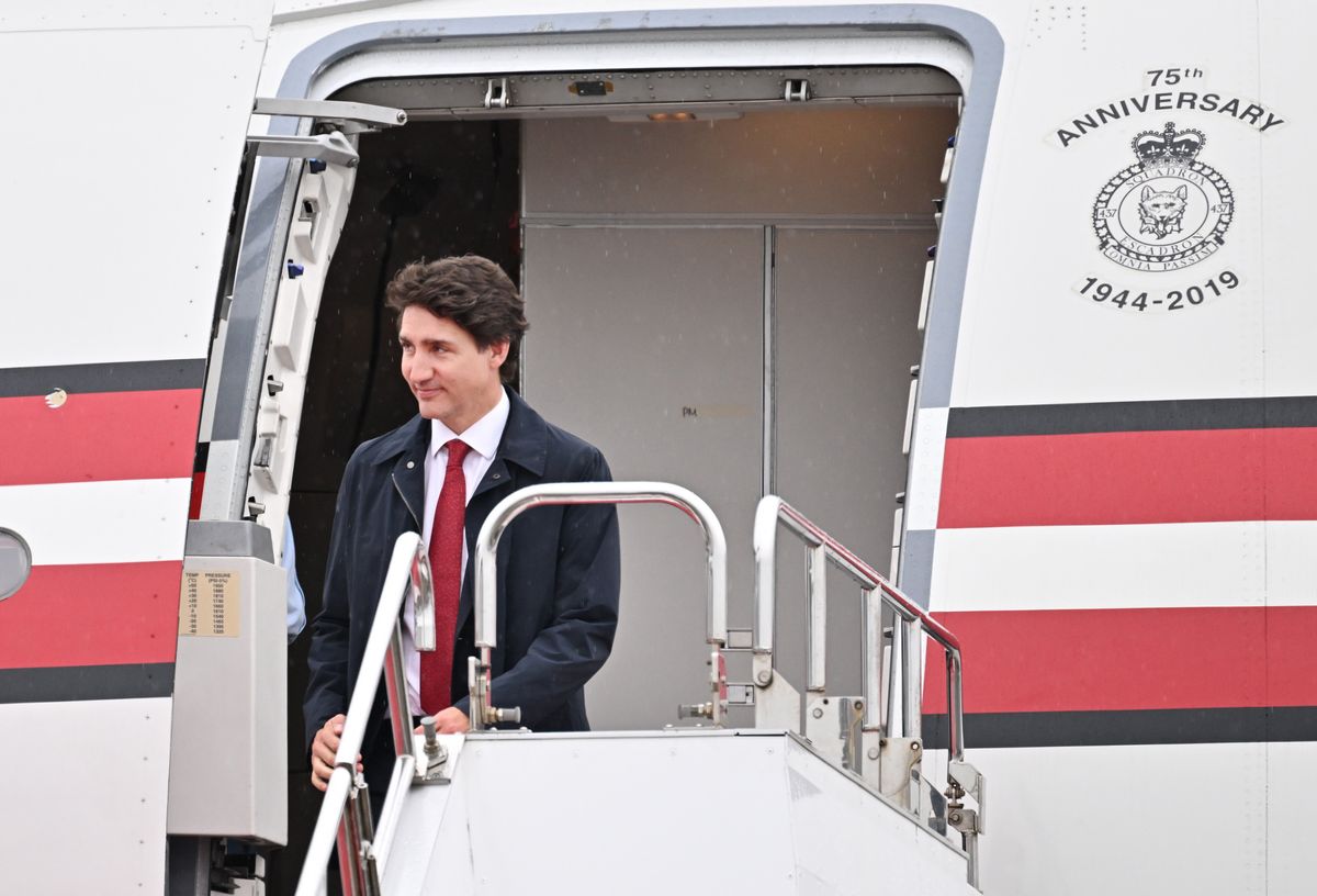 Canadian Prime Minister Justin Trudeau arrives at Hiroshima Airport in Japan.