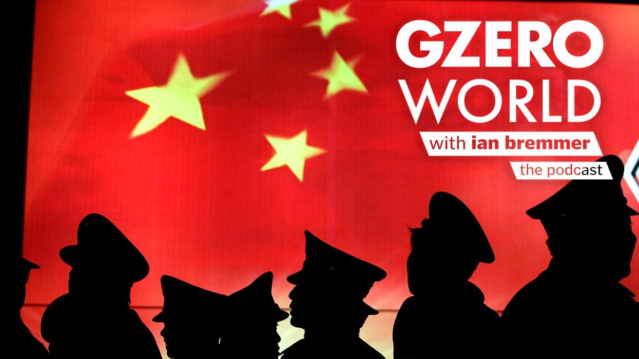 China's flag and silhouetted soldiers | GZERO World with Ian Bremmer - the podcast
