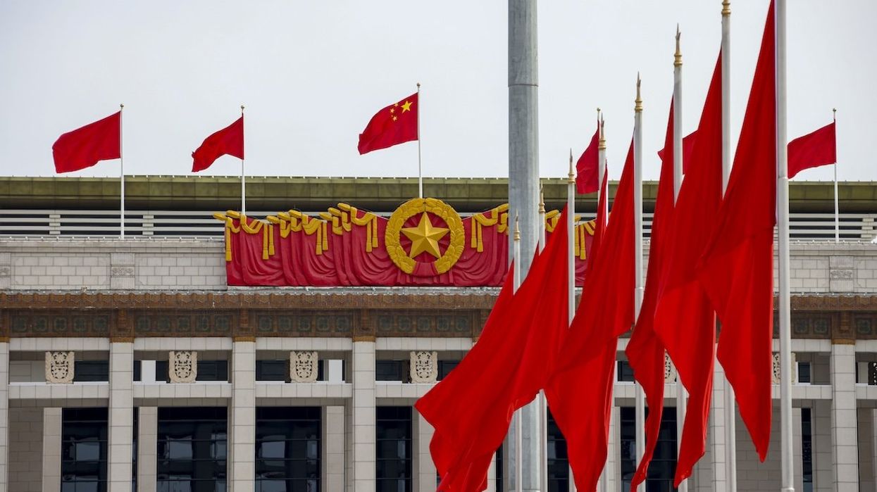 Chinese national flags flutter near Tian'anmen Square