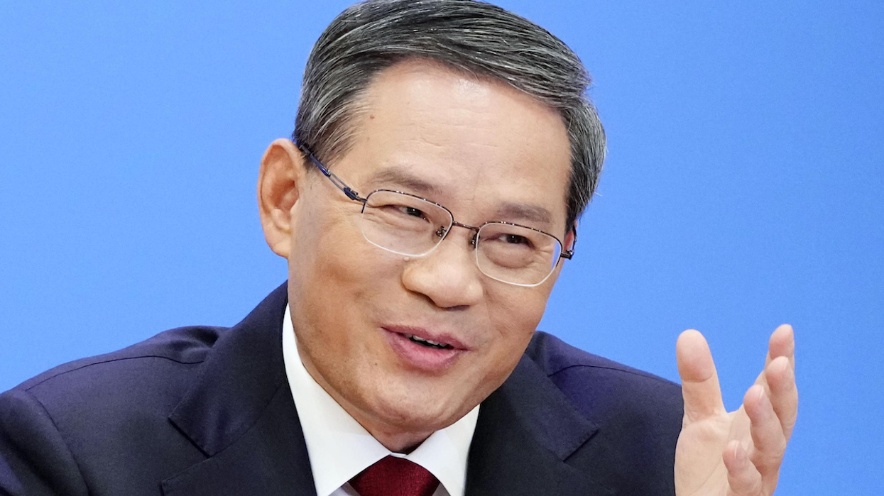Chinese Premier Li Qiang speaks at his first press conference after his appointment to the post at the Great Hall of the People in Beijing last March.
