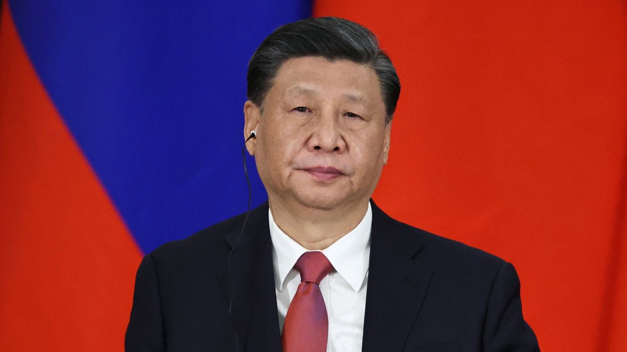 Chinese President Xi Jinping attends a joint statement with Russian President Vladimir Putin.