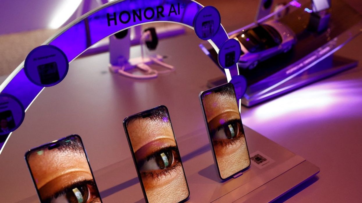 Chinese technology company Honor displays their new technology before the Mobile World Congress in Barcelona, Spain, on March 2, 2025.