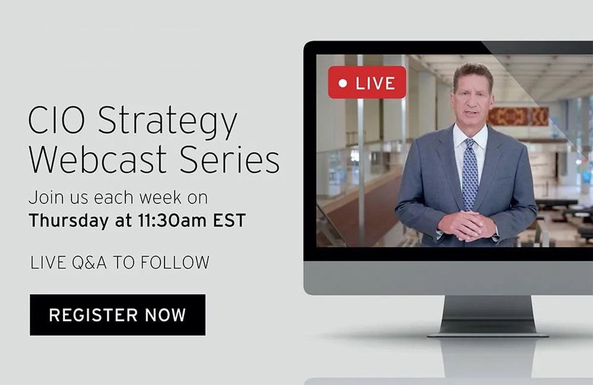 CIO Strategy Webcast Series | Join us each week on Thursday at 11:30am EST | Live Q&A to follow | Register now | Image of a computer monitor with an executive speaking and the word LIVE on screen