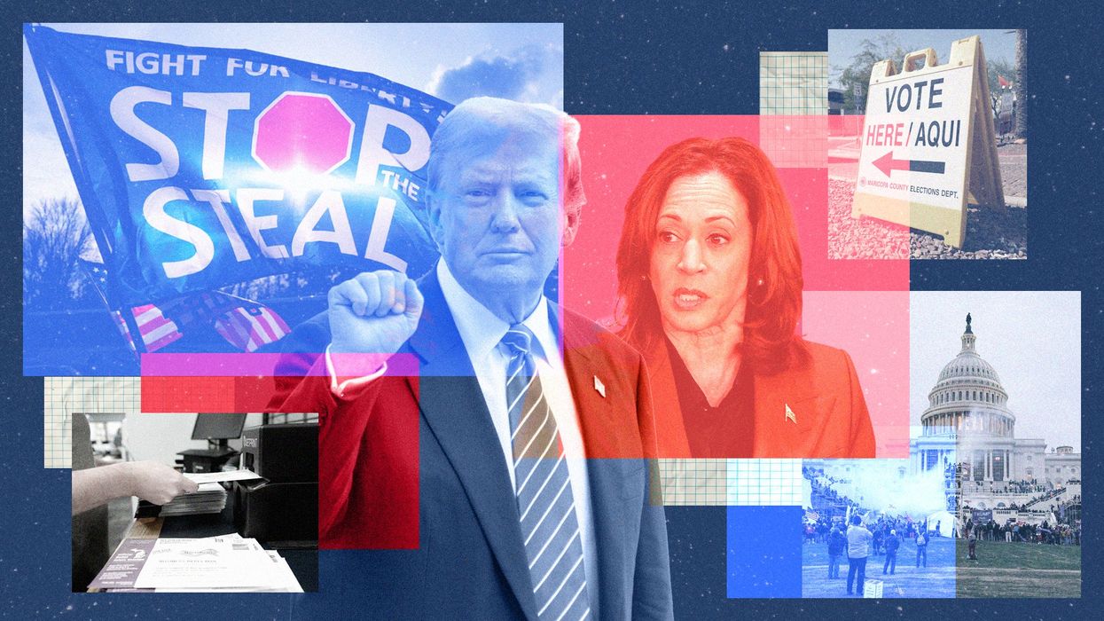 Collage of Kamala Harris and Donald Trump