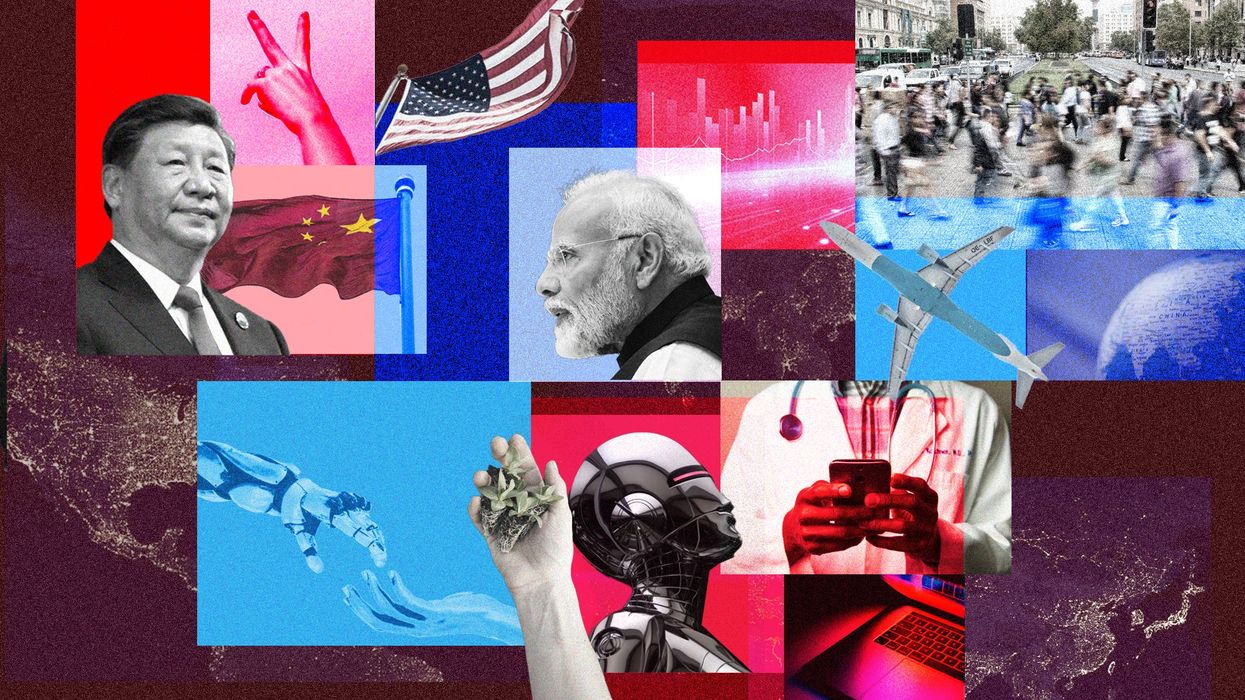 Collage of modern leaders and innovations