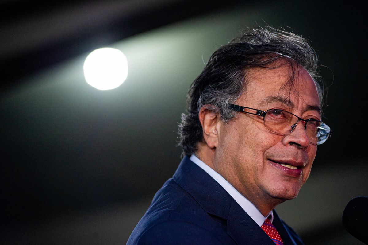 Colombian president Gustavo Petro gives a speach