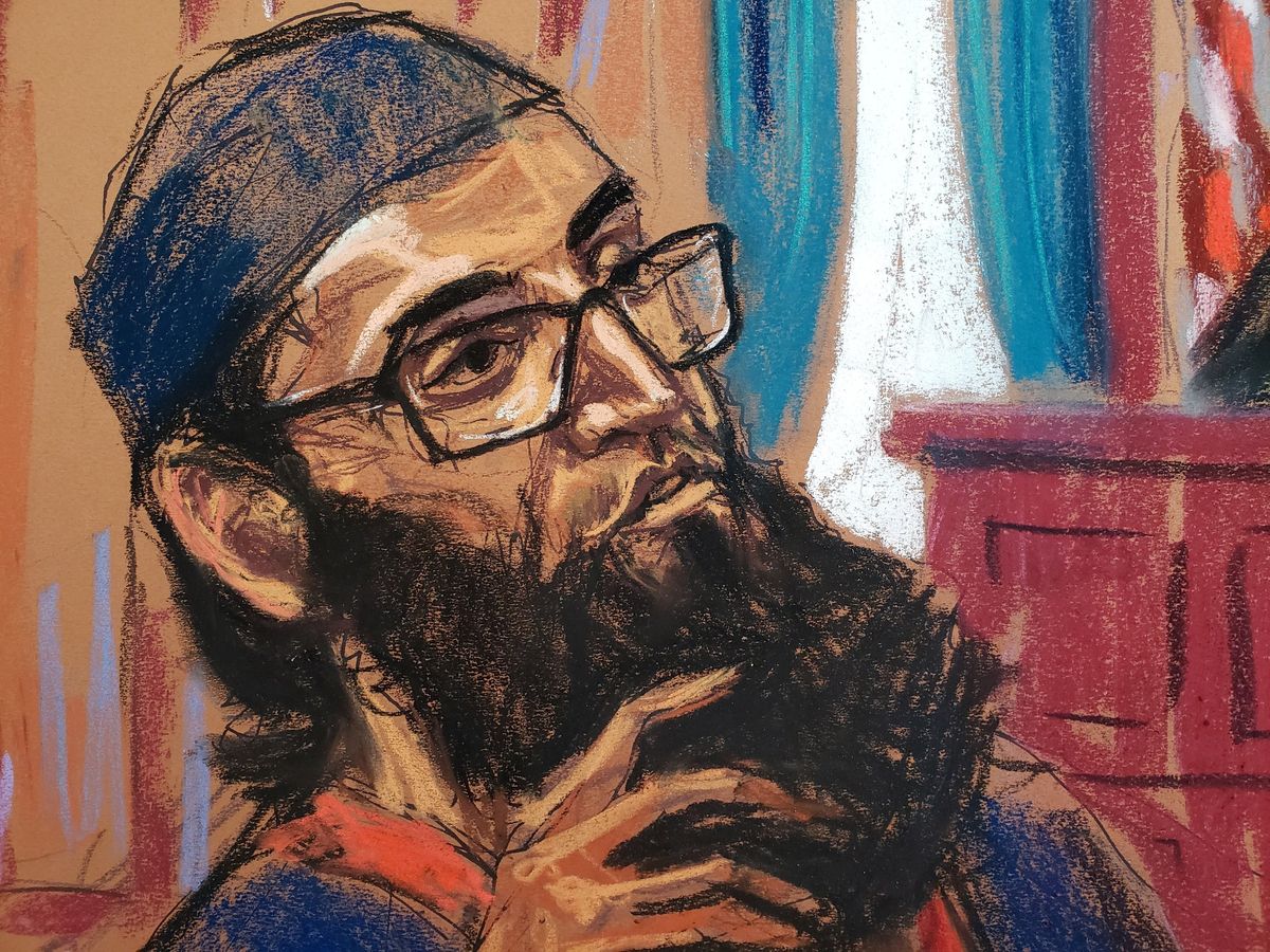 Courtroom sketch of Sayfullo Saipov attending his sentencing hearing in New York.
