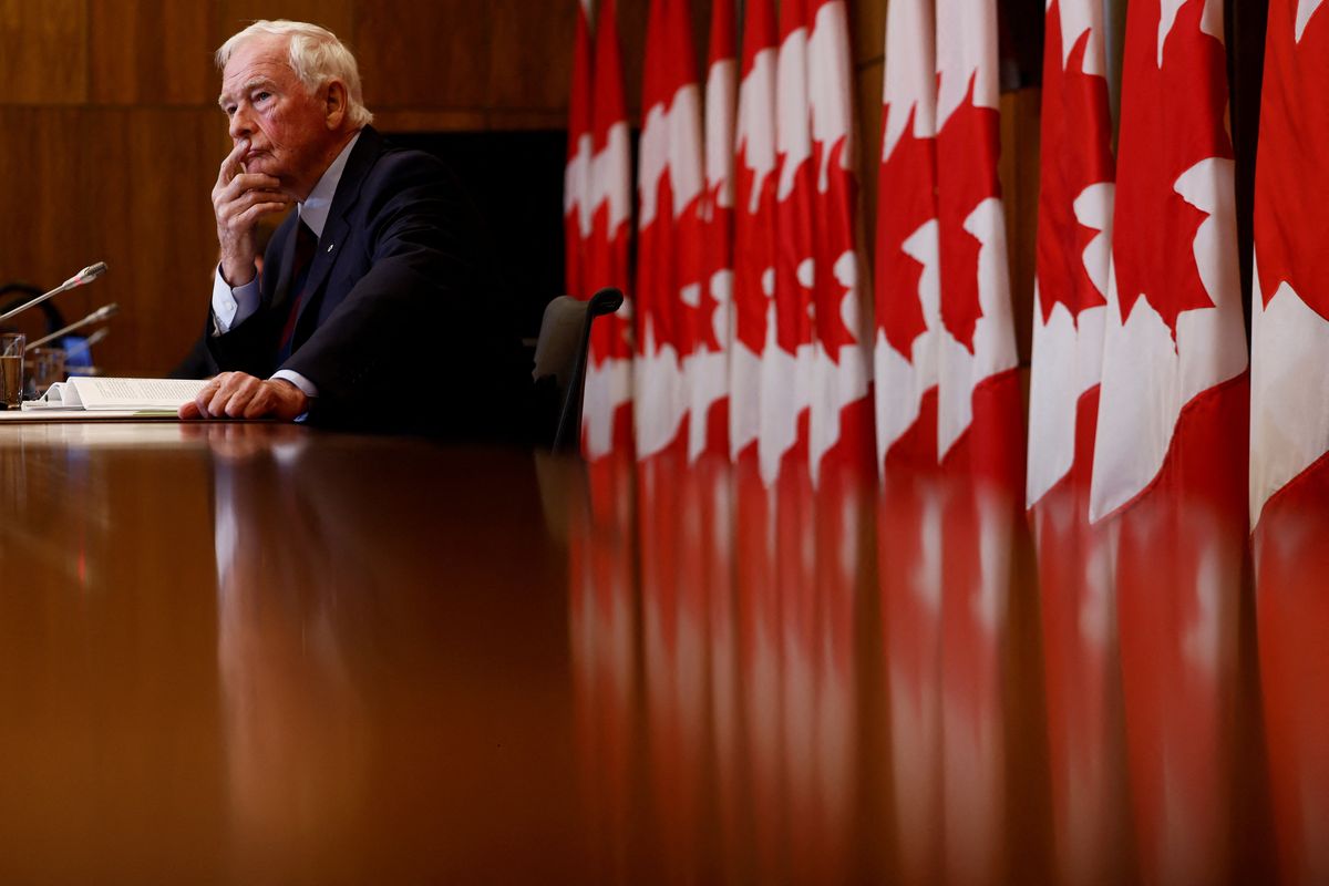 David Johnston, Canada's special rapporteur on foreign interference, holds a press conference about his findings and recommendations in Ottawa, Ontario.